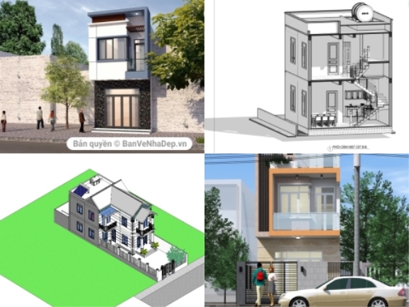 7 mẫu bản vẽ autocad thiết kế nhà phố 2 tầng [sale 10%]